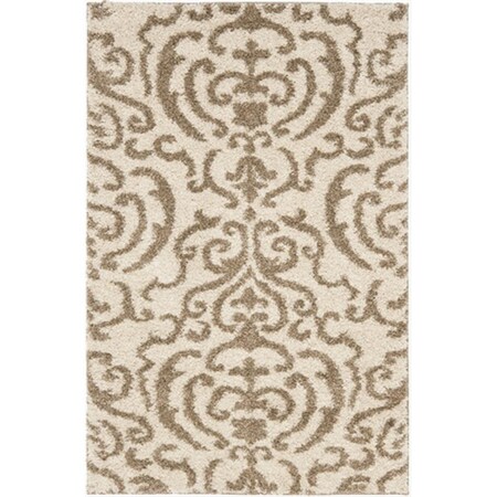 Safavieh 3 ft. 3 in. x 5 ft. 3 in. Small Rectangle Cream and Beige Florida Shag Rug SG462-1113-3